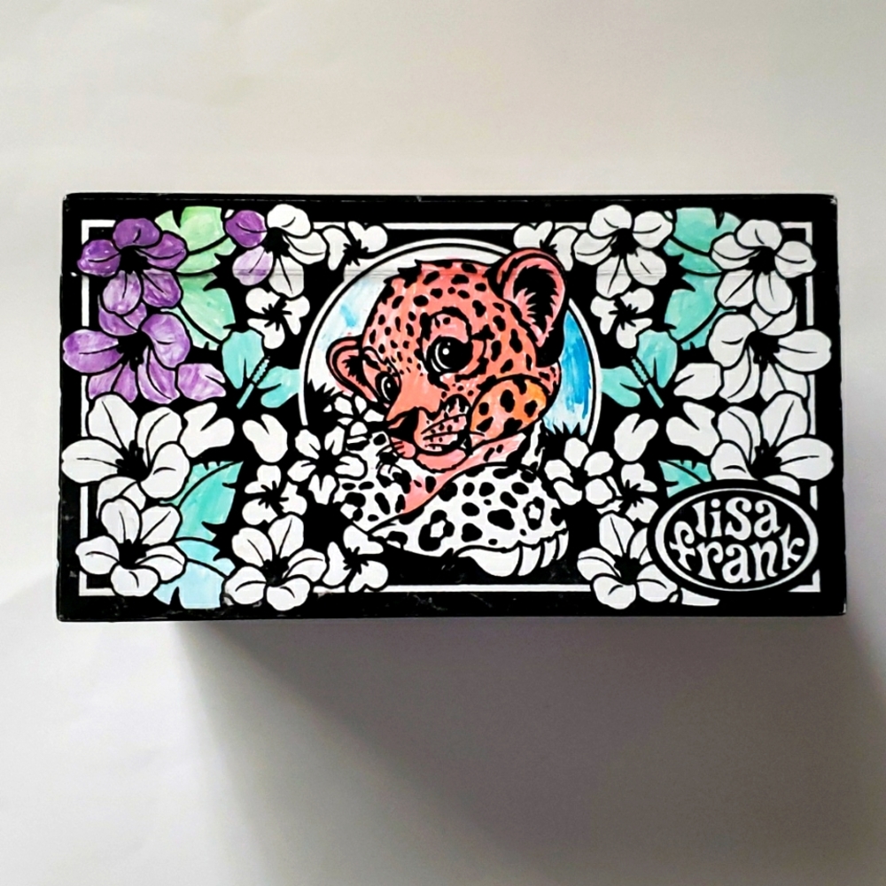 Vintage 80s Lisa Frank Tiger Cub Art Trinket Storage Jewelry Velvet Color-In Box - Picture 7 of 12